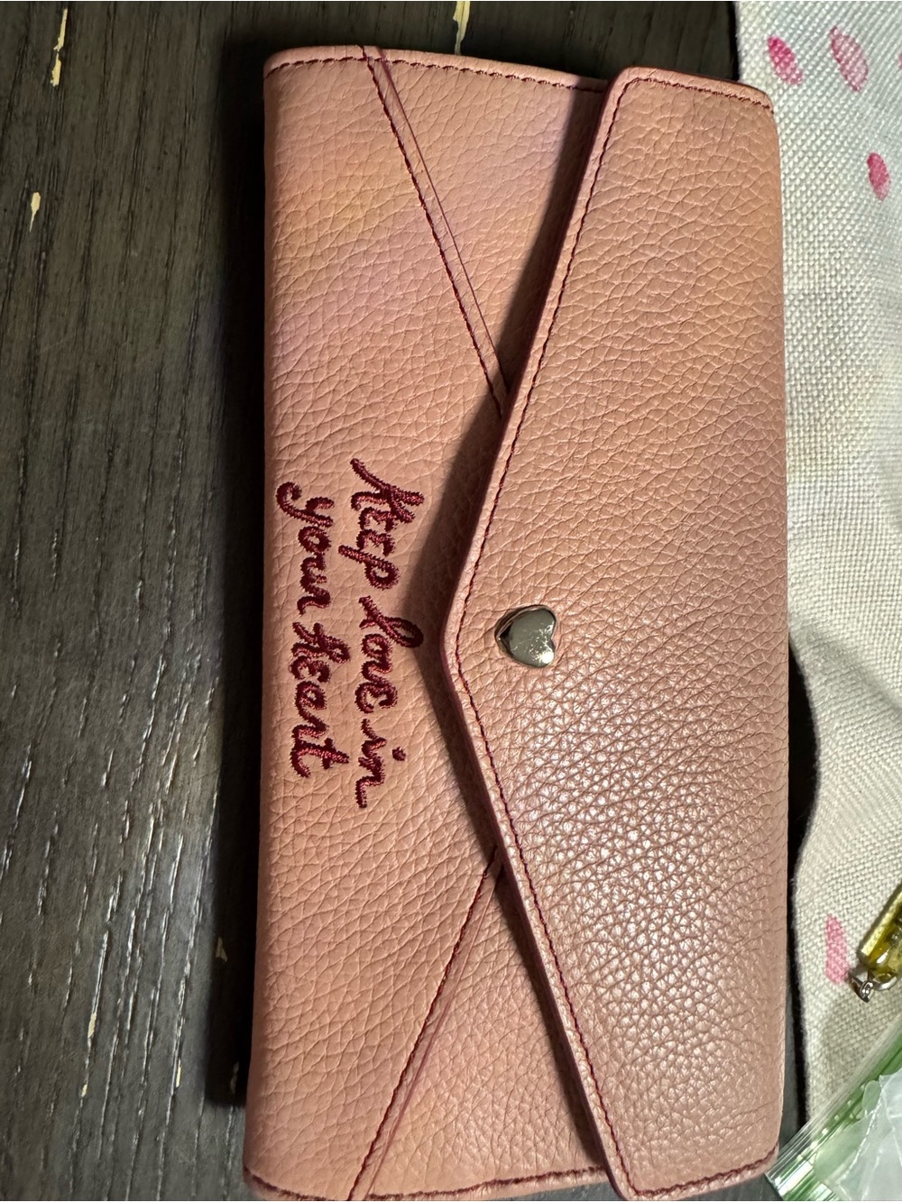 Brighton Pink Women's Envelope Wallet Clutch - 'Keep Love in Your Heart'